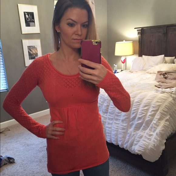 Adorable Pinky Orange Maternity Sweater - XS