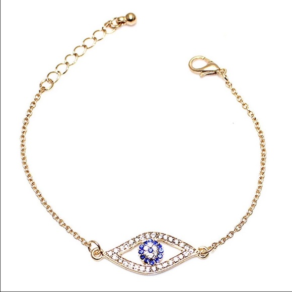 Custom made new gold evil eye thinchain bracelet