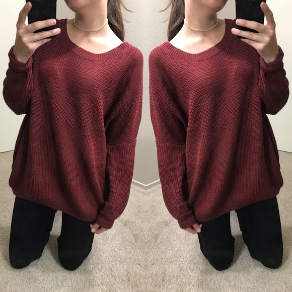 LAST1 • Rustic Red Oversized Knit Sweater - Picture 4 of 5