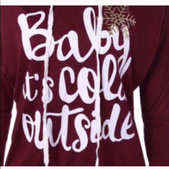 NWT Cool Maroon Baby Its Cold Outside Hooded Top - Picture 2 of 2