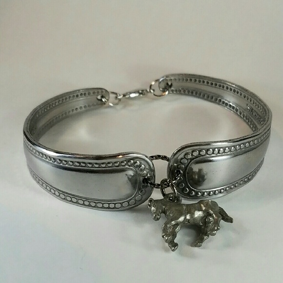 Stainless steel spoon bracelet with a horse charm