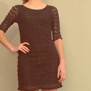 Crochet dress with gold underneath