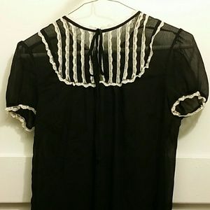 H&M Black Lace Top Gothic Lolita Top S