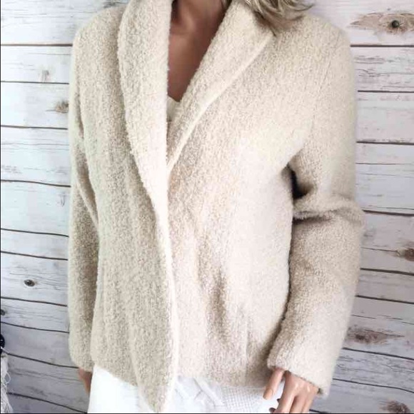 EILEEN FISHER Cream Wool Sweater Blazer - Picture 4 of 4