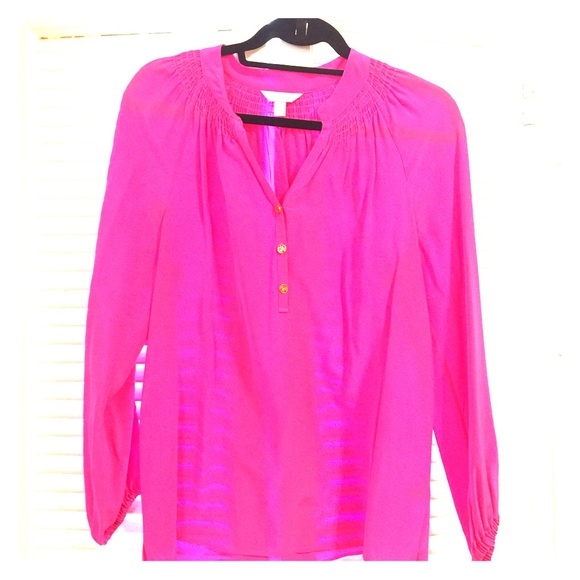 Hot pink silk blouse