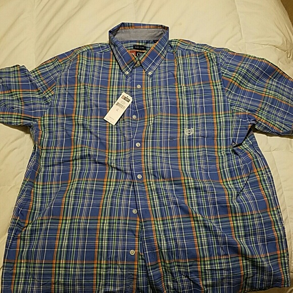 NWT Chaps Plaid Short Sleeve Button Down size XL