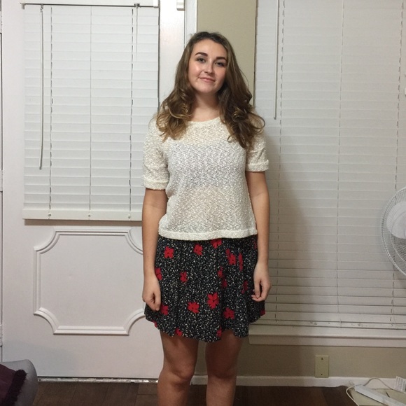 Black floral skirt