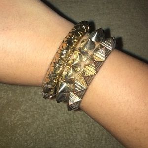 Gold spiky bracelet bundle