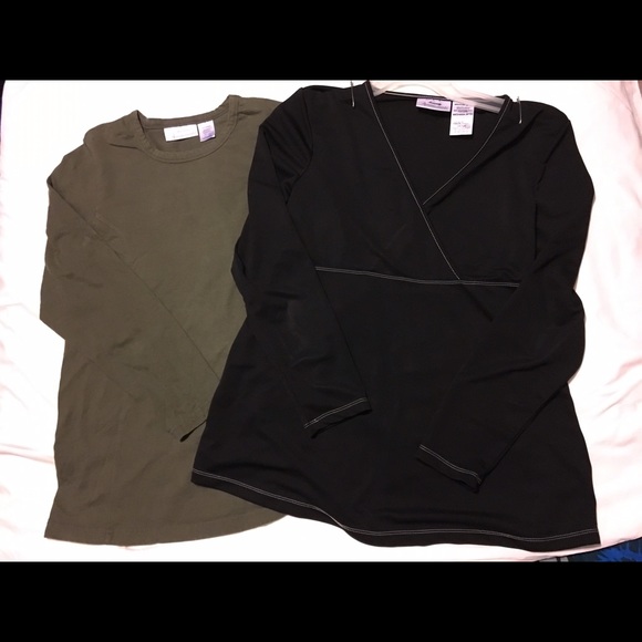 Maternity Announcements Green & Black Tops M 8-10 - Picture 1 of 7