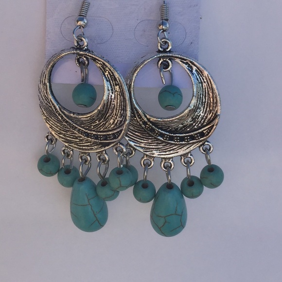 Boho Silver Turquoise Earrings
