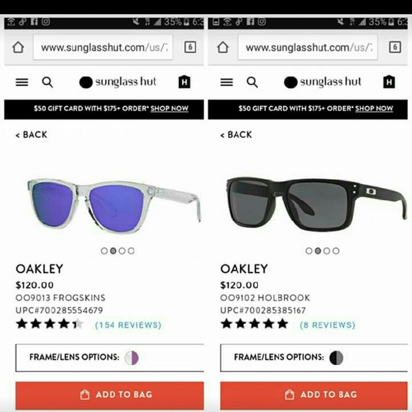 1 pair of Oakley sunglasses (black pair is sold)