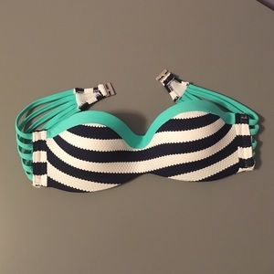 strapless striped swim top