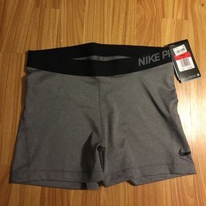 NWT Nike Pro grey spandex shorts