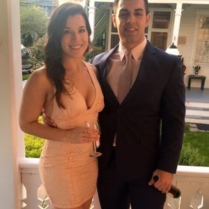 Bebe deep v lace dress