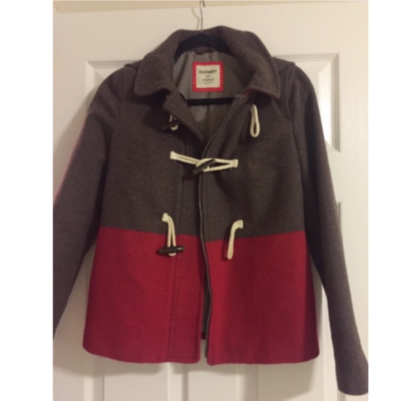 Colorblock wool-blend pea coat