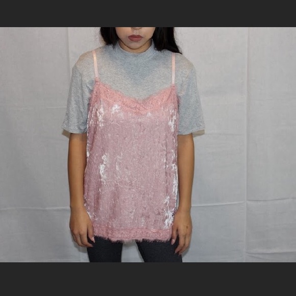 Baby Pink Lace Velvet Cami