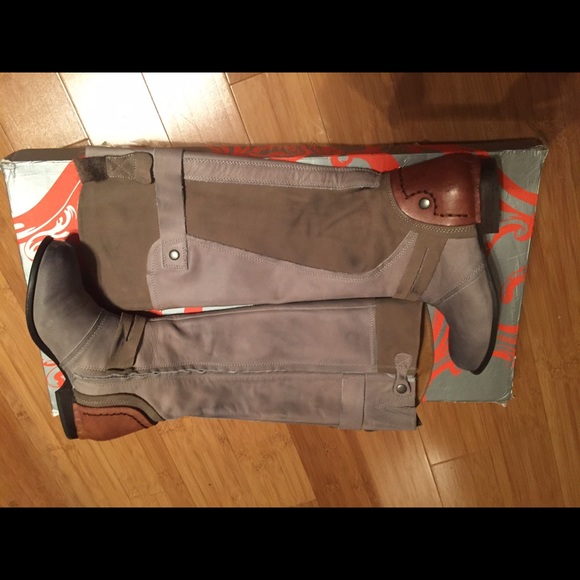 Leather grey and tan riding boots. NWT - Picture 1 of 4