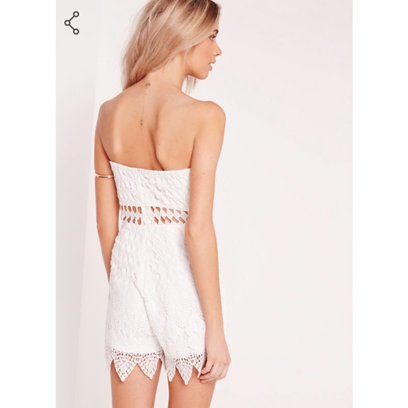 NWT Missguided Lace Bandeau White Playsuit - Picture 2 of 5