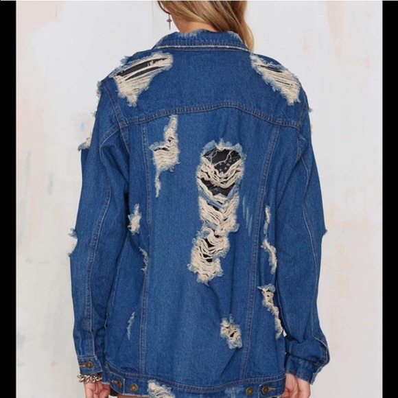 🎉2x HOST PICK🎉 Holed Out Denim Jacket Signatue 8 - Picture 3 of 5