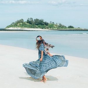 Spell indigo Oracle maxi dress xs