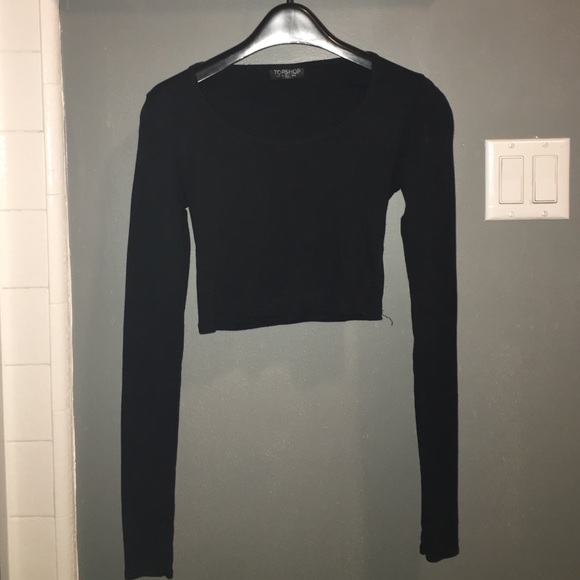Black top shop long sleeve crop - Picture 1 of 1