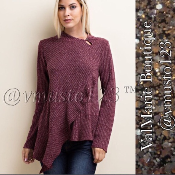 ‼️1 HOUR SALE‼️ RIBBED ASYMMETRICAL TOP W/ RUFFLES - Picture 3 of 4