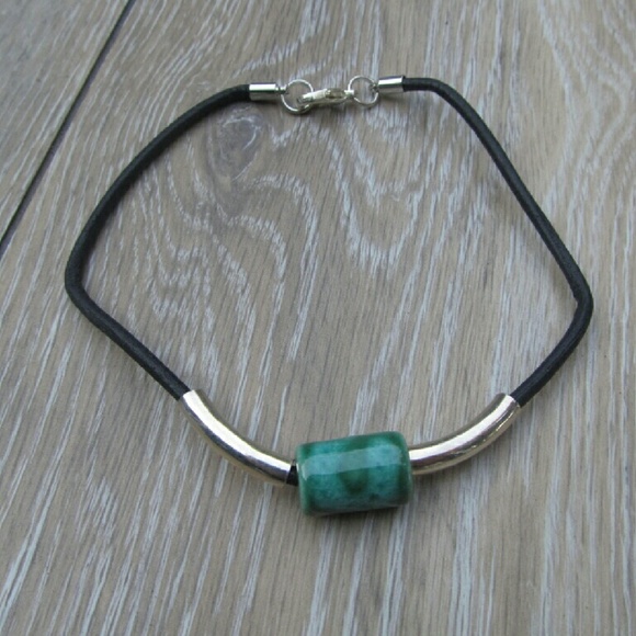 Genuine Leather Sterling Silver Turquoise Choker