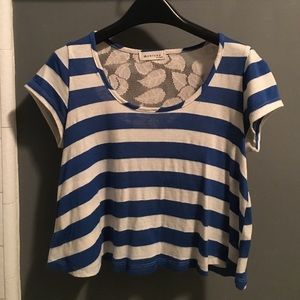 Striped crop top with lace detail in the back