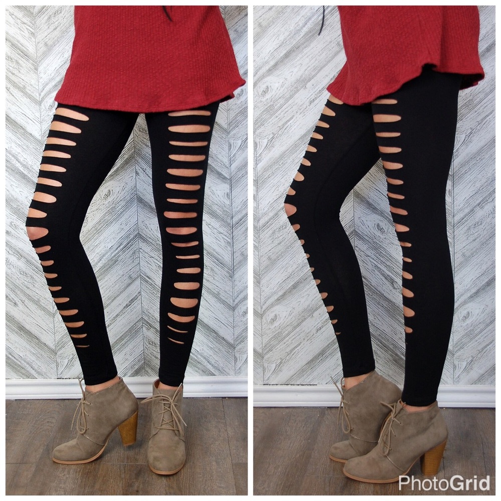 the trendy black slit legging