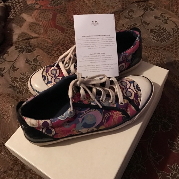 Authentic coach multi colored tennis shoes