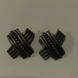 Vintage signed NP cross earrings