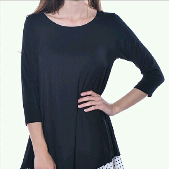 FINAL SALE Tunic w/ polkadot chiffon hem - Picture 2 of 3