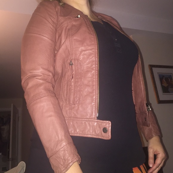 Sandwich 100% leather deep rose colored jacket - Picture 4 of 4