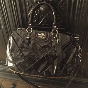 Coach black patent leather satchel