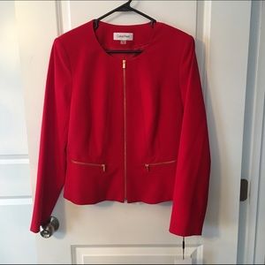 Calvin Klein- Red Zip-Up Suiting Jacket