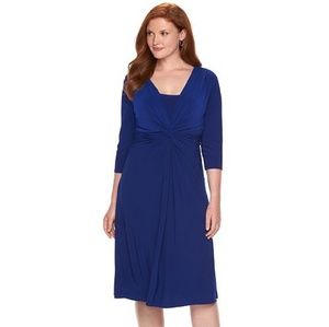 Chaps Solid Knot-Front Empire Dress (plus size)