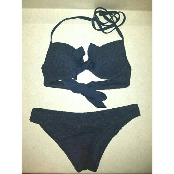 NWOT navy blue Aerie bikini 32A and S