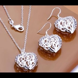 925 sterling silver heart set
