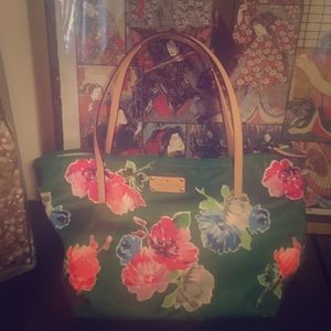 Kate Spade green floral tote purse