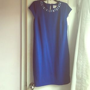 Blue Jeweled neck Dress