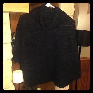 Black sweater poncho