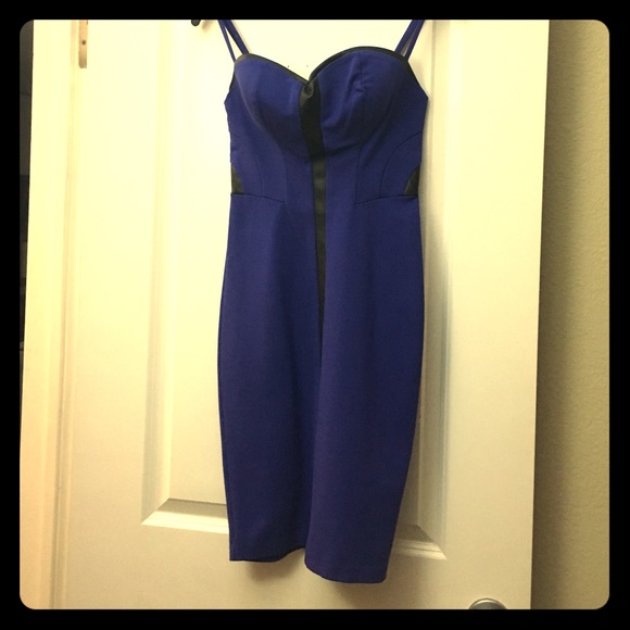 Guess indigo bodycon dress with leather accent
