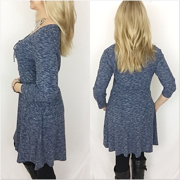 Lace Up Marled Tunic Slip Dress M - Picture 3 of 5