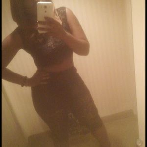 2 piece lace crop top and skirt