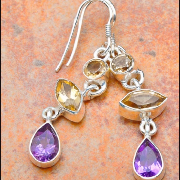 New Amethyst & Citrine Sterling Silver Earrings 💎
