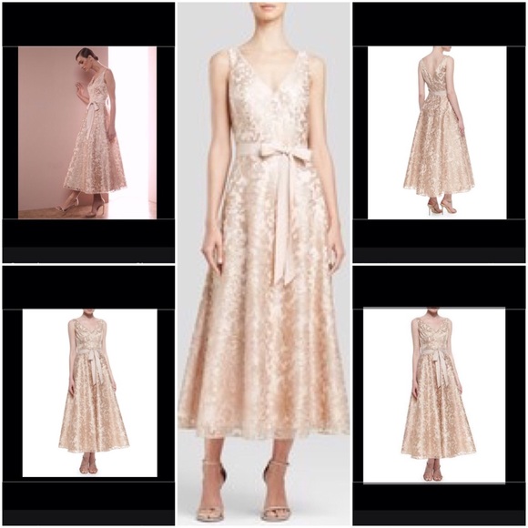 Aidan Mattox Pink Mesh Metallic Sleeveless - Picture 1 of 8