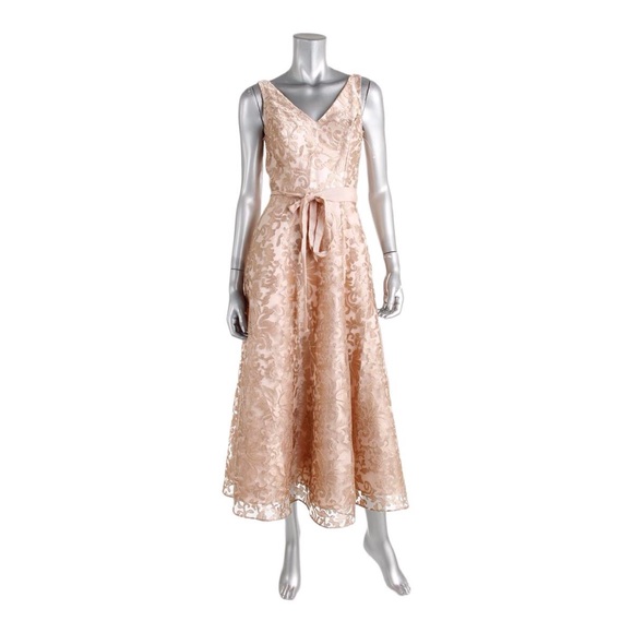 Aidan Mattox Pink Mesh Metallic Sleeveless - Picture 6 of 8