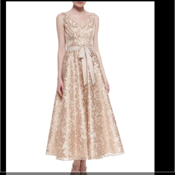 Aidan Mattox Pink Mesh Metallic Sleeveless - Picture 3 of 8