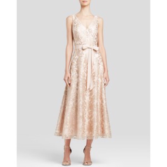 Aidan Mattox Pink Mesh Metallic Sleeveless - Picture 4 of 8