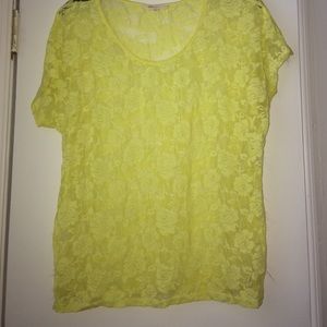 Highlighter Yellow Lace Top